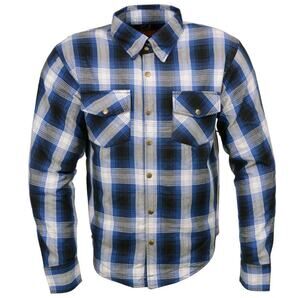 Milwaukee Leather Men's Black White Blue Plaid Flannel Biker Shirt Size 3XL